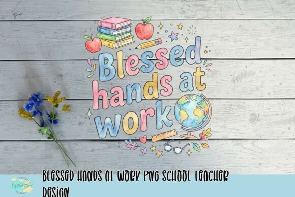 Blessed Hands at Work Teacher Design PNG
