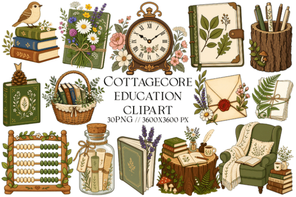 Cottagecore Education Clipart: Bringing Rustic Charm to Learning and Design