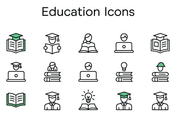 Education with Graduation Caps Books Set