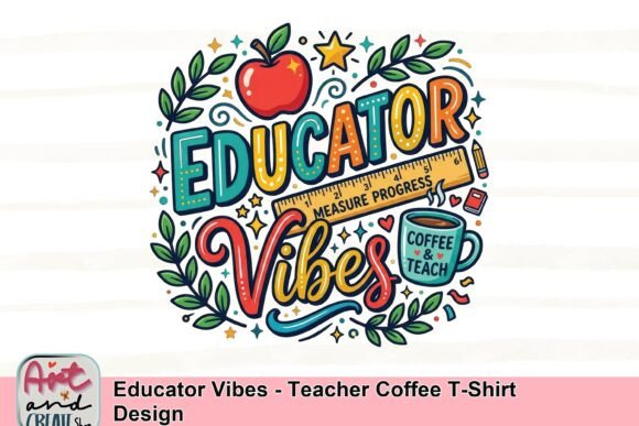 Educator Vibes Teacher Coffee T-Shirt Design