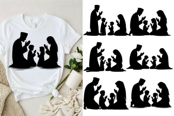 Islamic Family Prayer Silhouette Vector: A Strategic Asset for Design and Branding