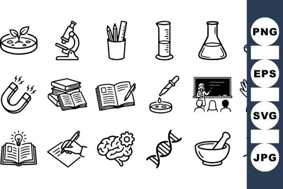 Science Education Icon Set for Visual Storytelling