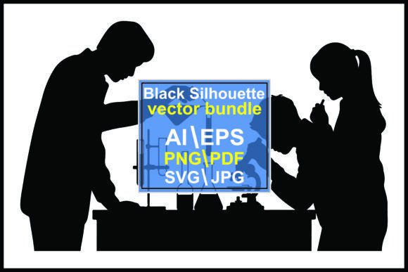 Silhouette Children Conducting Science Vector Bundle
