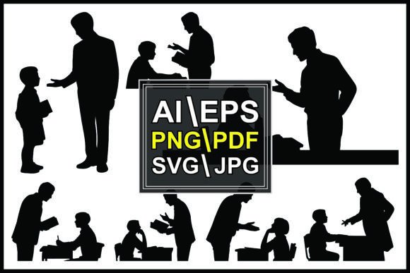 Silhouettes of Adults Children Education: A Practical Asset for Visual Storytelling