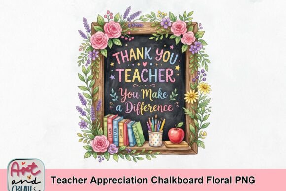Teacher Appreciation Chalkboard Floral PNG: A Modern Tribute to Educators