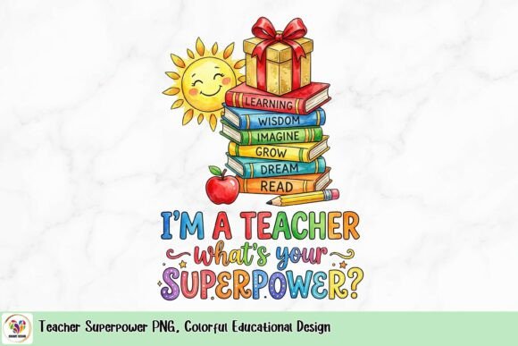 Teacher Superpower PNG, Colorful Educational Design: A Strategic Asset for Educators and Creators